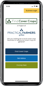 Find Cover Crop app viewed on a phone screen
