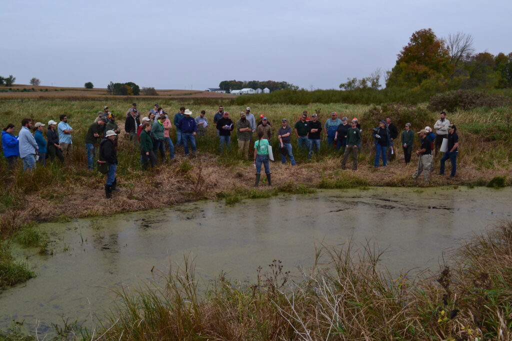 Group of farmers learning about oxbow restoration